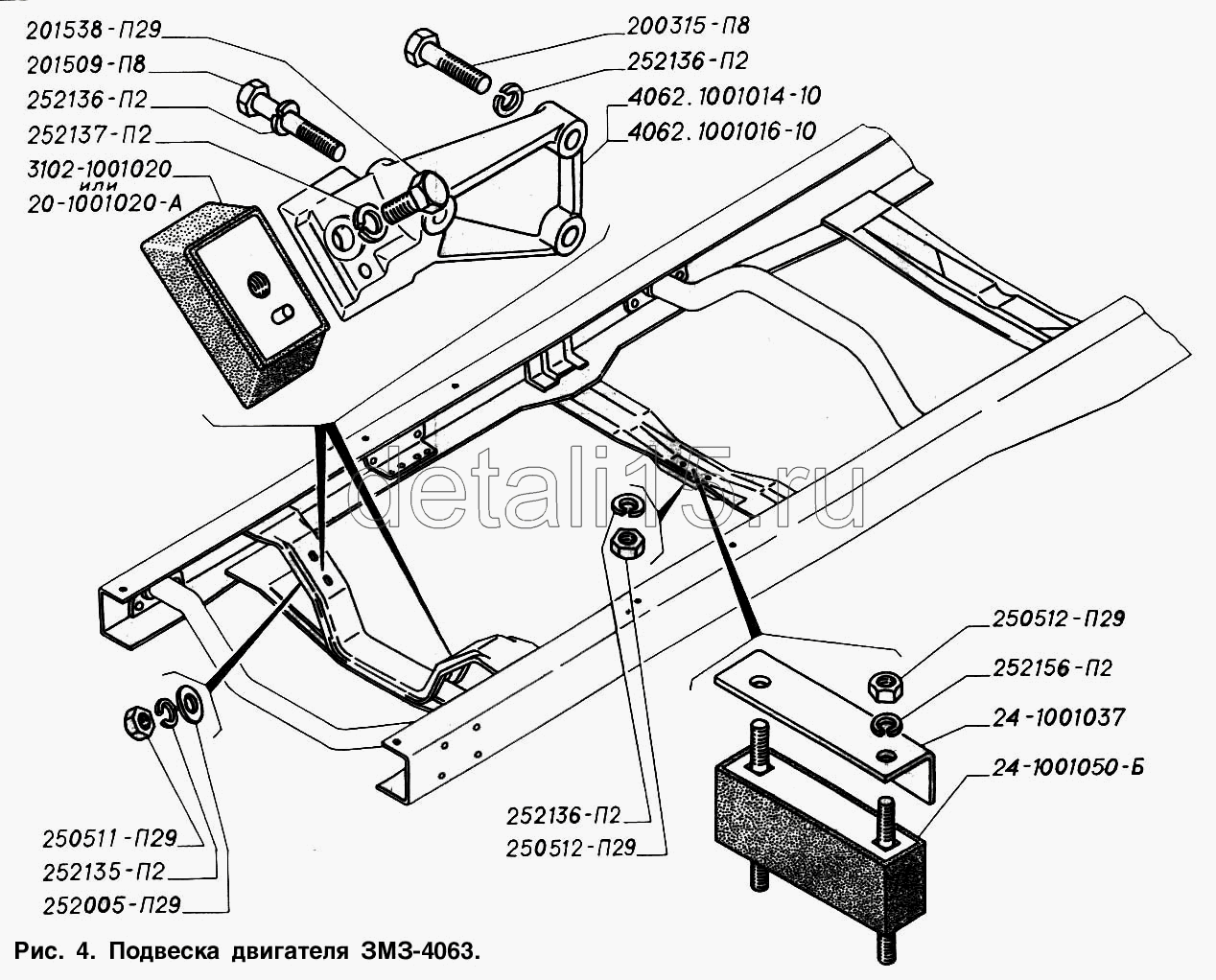 Подушка кабины 3302 схема