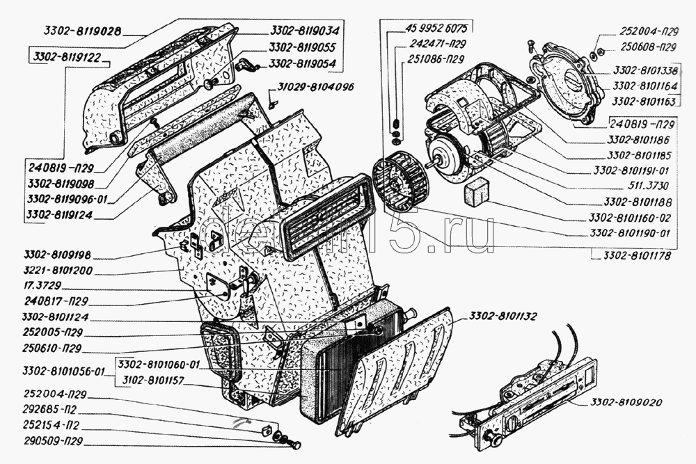 Устройство отопителя газель 3302 старого образца