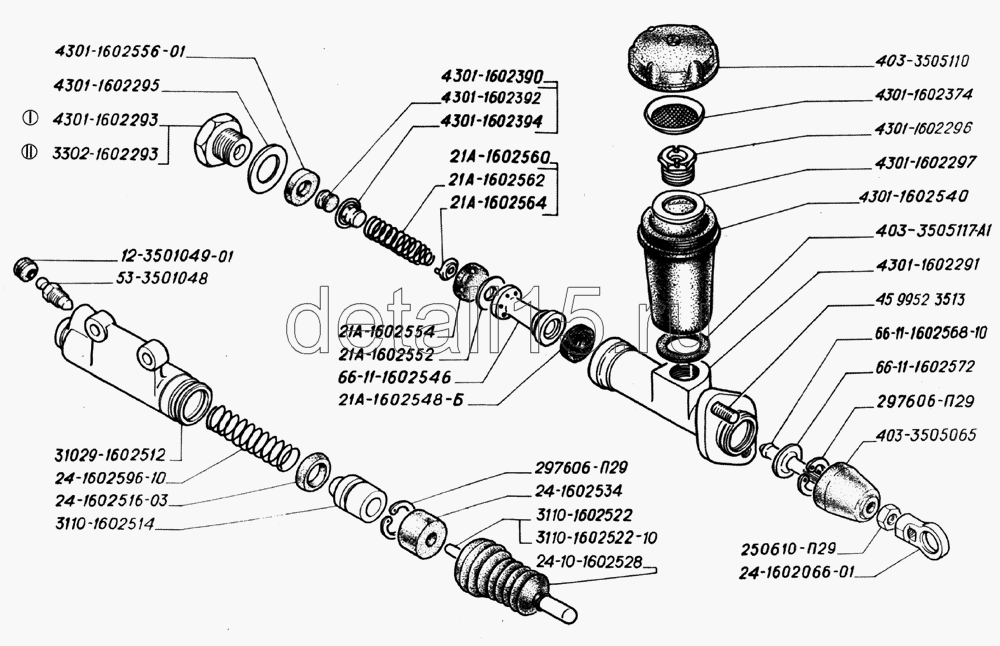 Главный цилиндр сцепления газ 3302 схема