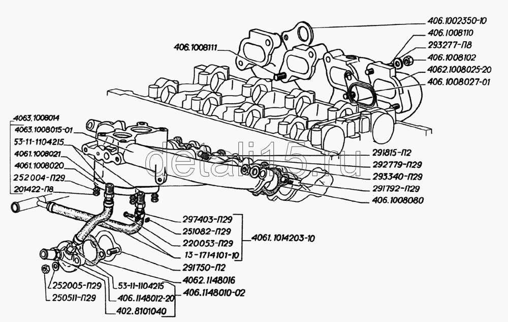 Схема впускного коллектора змз 406 карбюратор