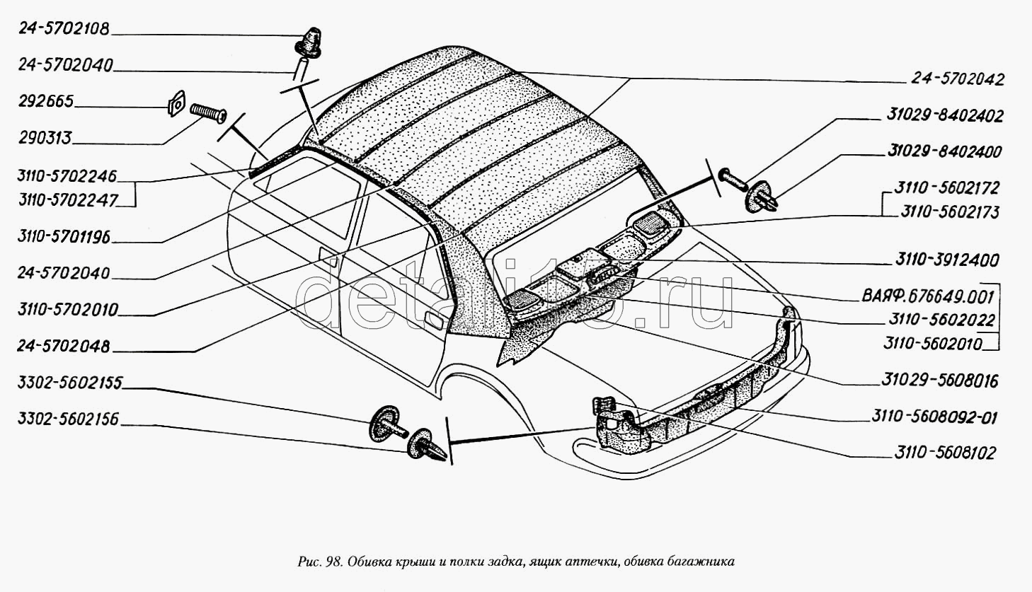 Ширина крышки багажника ГАЗ 3110