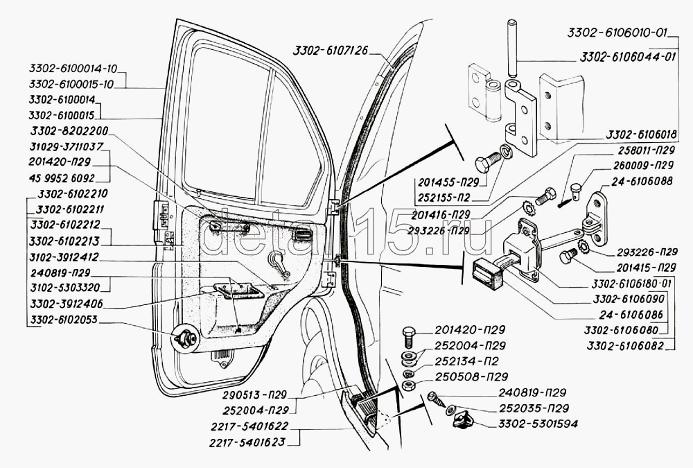 Карта двери газель 3302