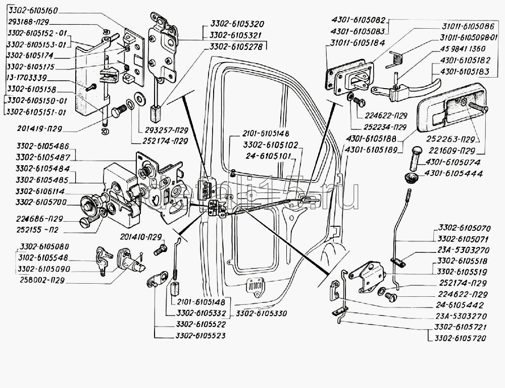 Схема замка задней двери газель бизнес